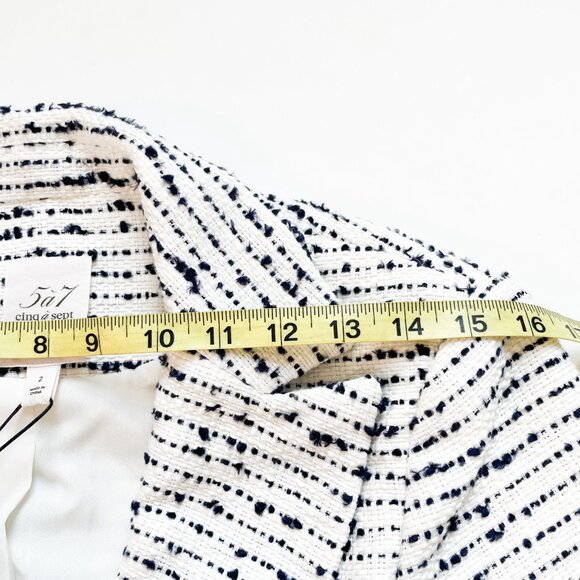 Cinq A Sept Tweed Pricilla Blazer Ivory Navy Size 2 NEW NWT - Picture 7 of 8